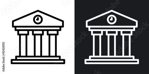 Institute vector icon set in black and white color.