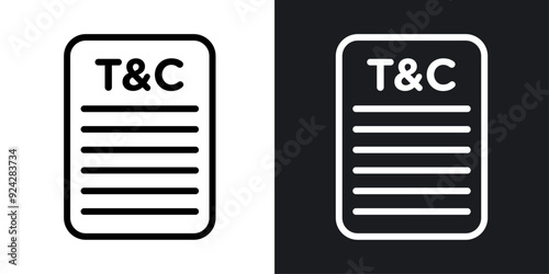 Terms and conditions vector icon set in black and white color.