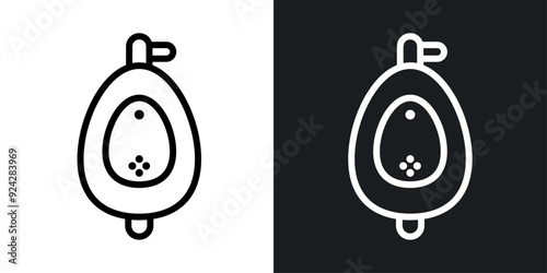 Urinal vector icon set in black and white color.