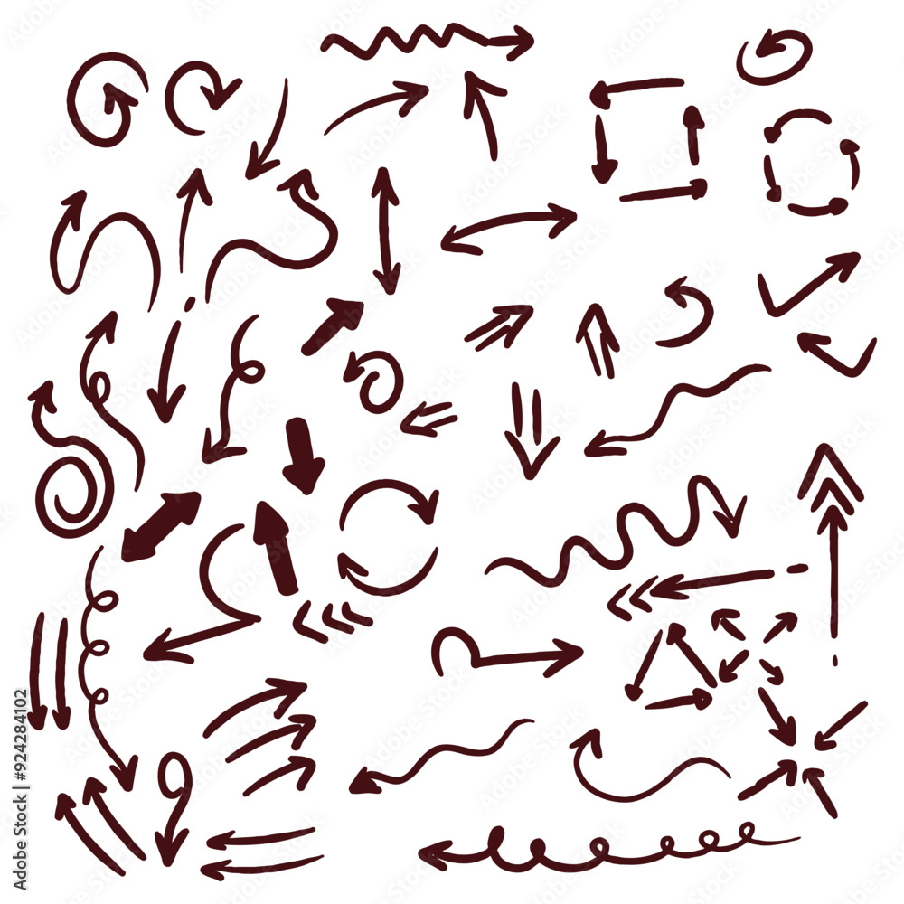 SET OF ARROW DOODLE HAND DRAWN ILLUSTRATION SET OF ARROW DOODLE HAND DRAWN ILLUSTRATION