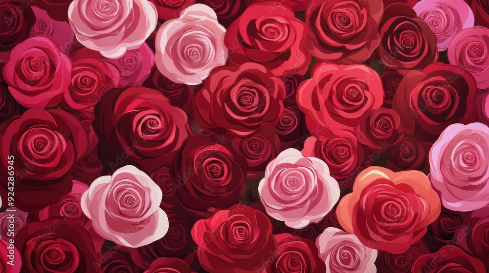 Valentine's day background with red and pink rose flowers Valentine's day background with red and pink rose flowers