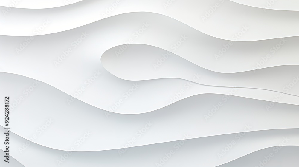 Abstract white wavy background with soft shadows.