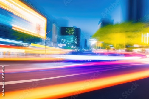 car light trails at night in the city