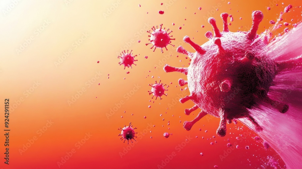 Immunological Defense - Watercolor Illustration of White Blood Cells Attacking Viruses in Body, Flat Design with Copy Space Immunological Defense - Watercolor Illustration of White Blood Cells Attacking Viruses in Body, Flat Design with Copy Space
