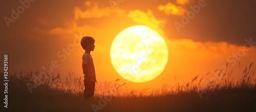 Silhouette of a Boy Against a Sunset