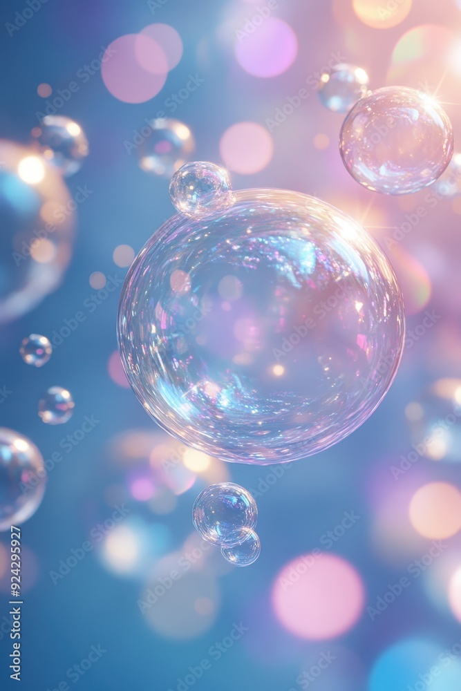 Ethereal Floating Bubbles Against a Soft Pastel Background with Bokeh Light Effects Ethereal Floating Bubbles Against a Soft Pastel Background with Bokeh Light Effects