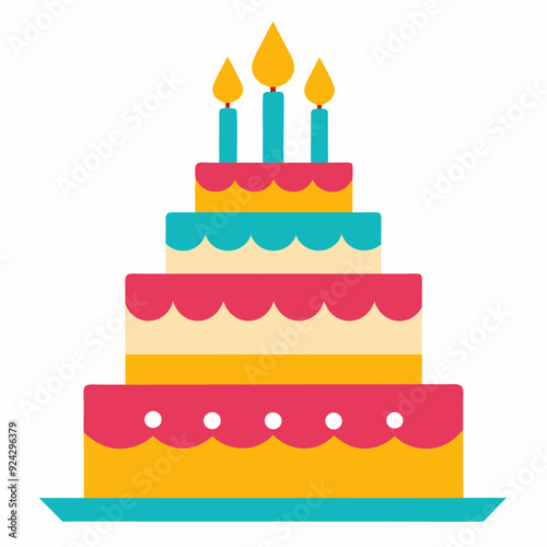 birthday cake with candles isolated on white, birthday cake vector illustration, food vector art, birthday cake with candles silhouette,  cake vector icon, cake cartoon line art, eps