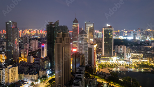 Captivating Night View of a Modern City Skyline Illuminated