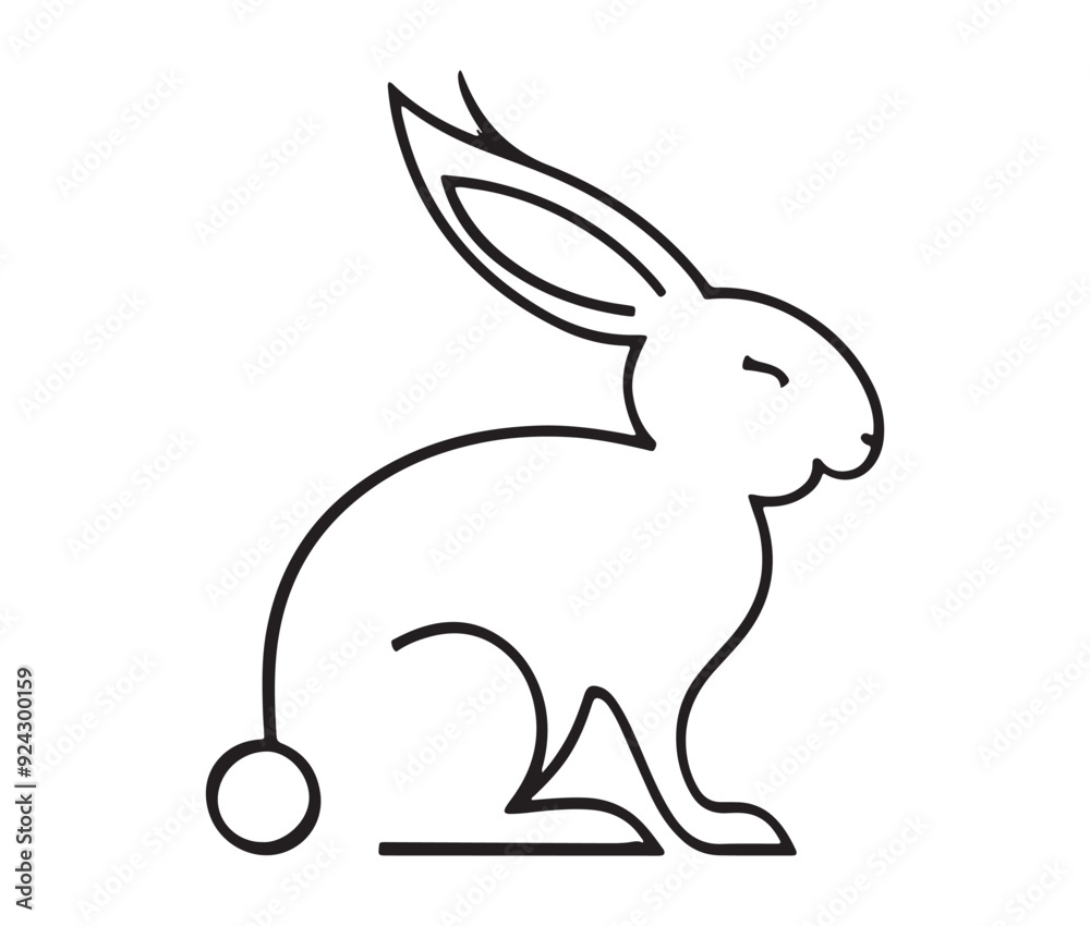 Outline illustration of a rabbit Outline illustration of a rabbit