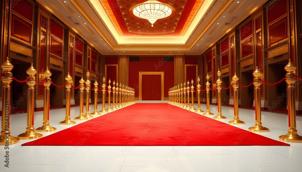 Obraz premium Red carpet and golden barriers