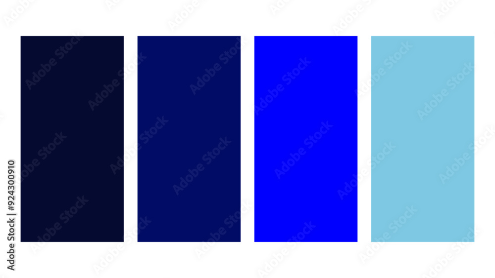 Dark blue, navy blue, blue, baby blue color palette. Set of bright color palette combination in rgb hex. Color palette for ui ux design. Abstract vector illustration for your graphic design, banner Dark blue, navy blue, blue, baby blue color palette. Set of bright color palette combination in rgb hex. Color palette for ui ux design. Abstract vector illustration for your graphic design, banner