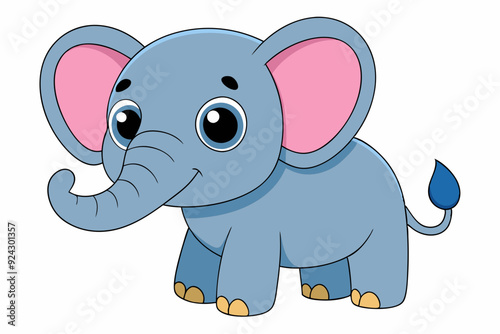  A cartoon elephant cartoon vector art in white art background illustration.