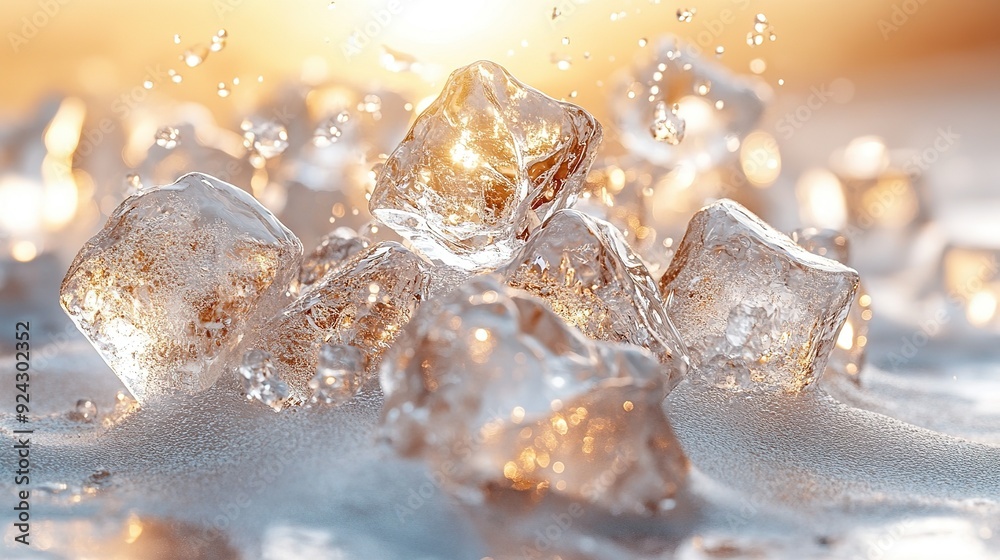 Sparkling Ice Cubes in Golden Light Sparkling Ice Cubes in Golden Light