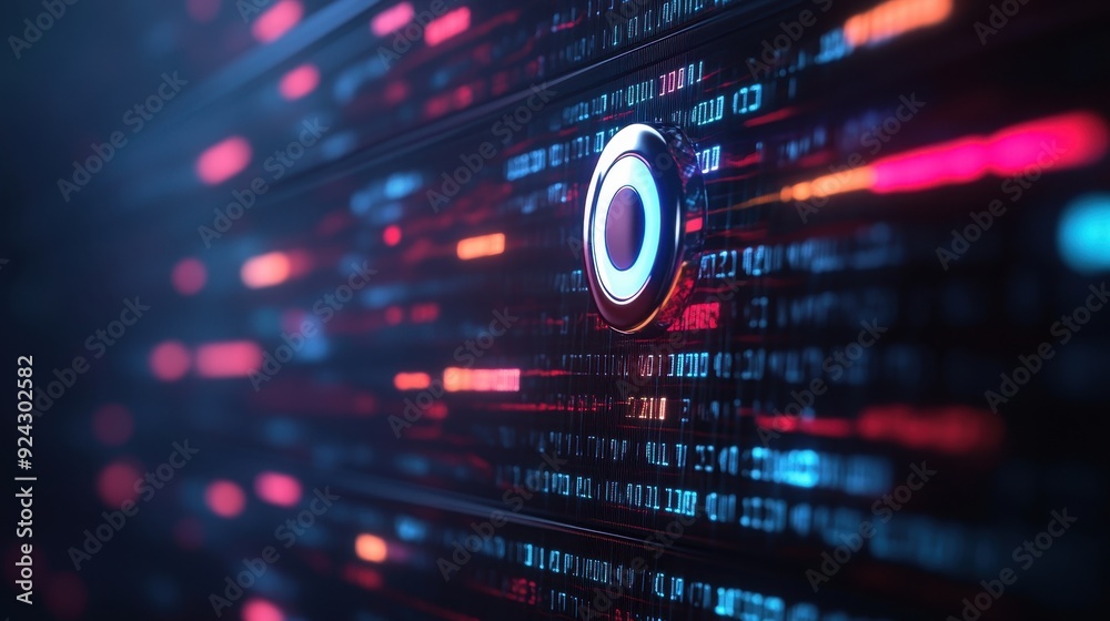 Fototapeta premium Futuristic Digital Interface with Glowing Circle Button