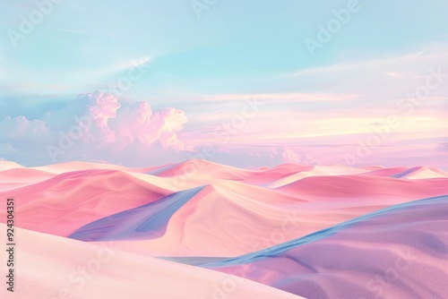 Pastel Pink Desert Landscape, created with ai photo