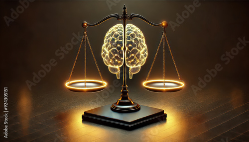 Balancing Technology and Justice: AI Brain on a Modern Scale in Silhouette Representation
