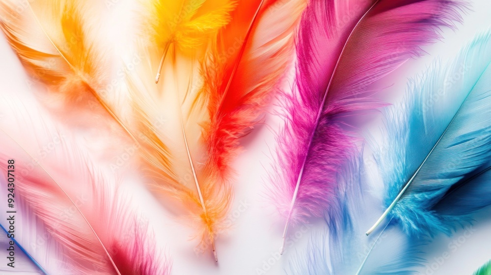 Colorful Feathers on a White Background