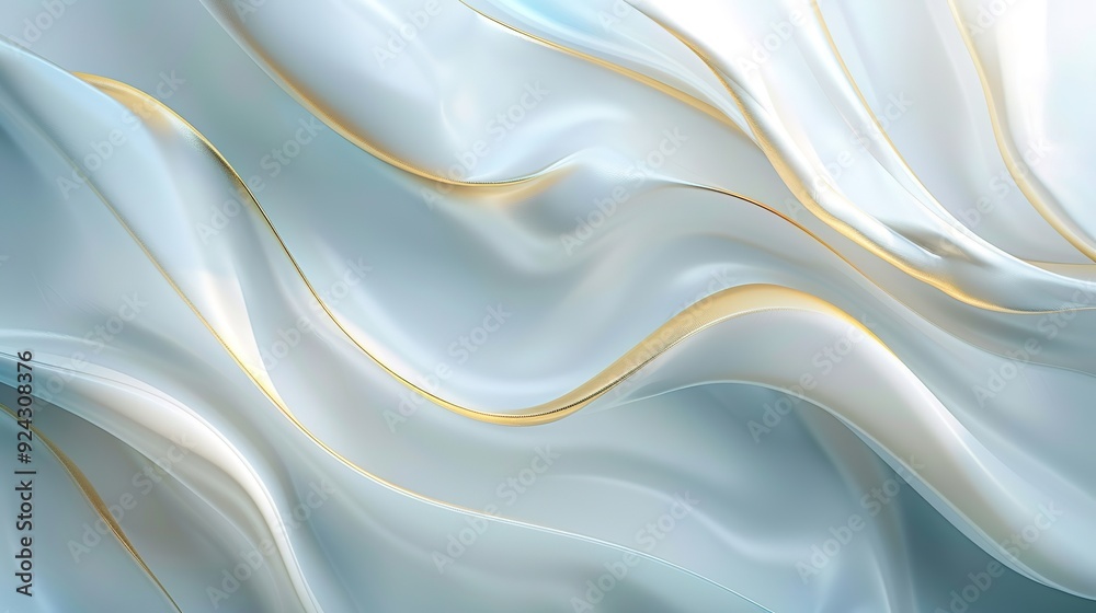 Obraz premium Abstract background with soft blue and gold waves.