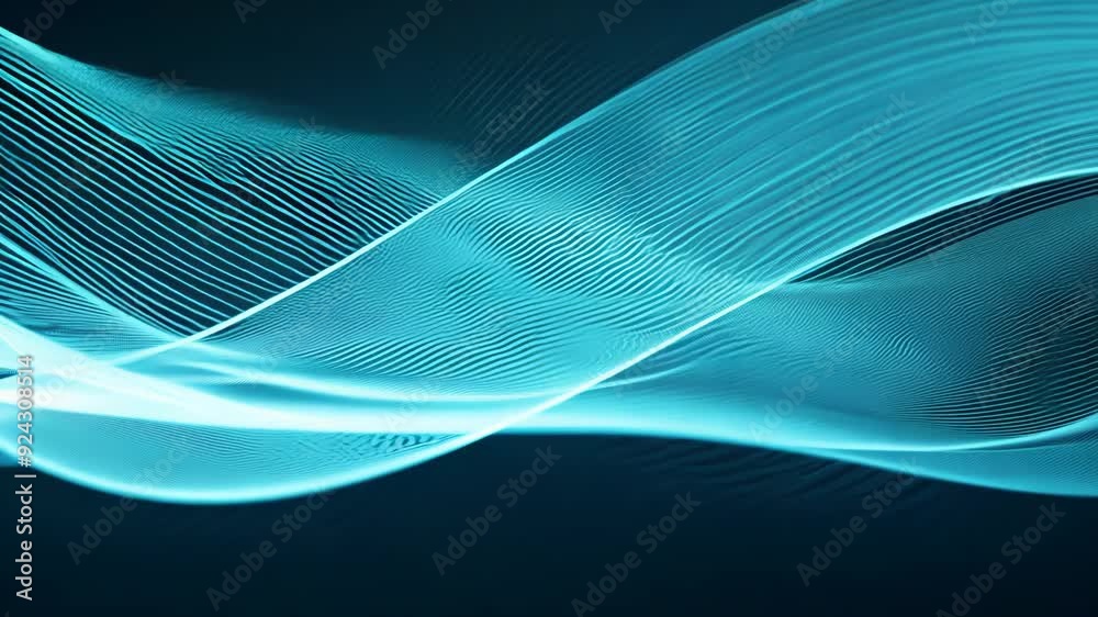 Abstract Blue Waves on Black Background Abstract Blue Waves on Black Background