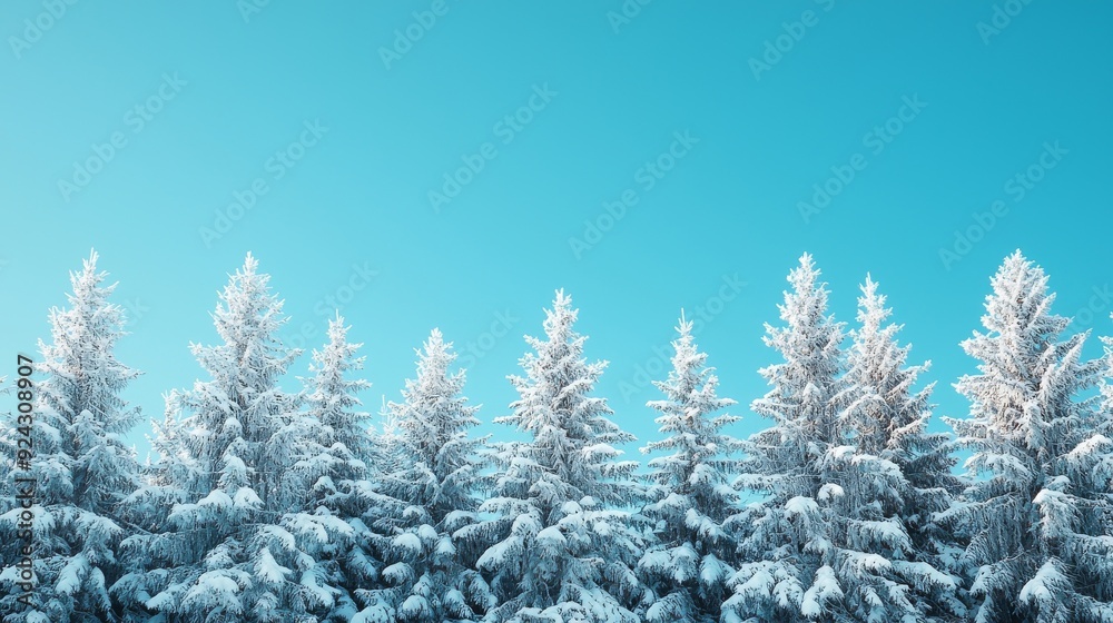 A breathtaking winter solstice landscape featuring snow-dusted evergreen trees against a clear blue sky. Perfect for winter-themed designs. A breathtaking winter solstice landscape featuring snow-dusted evergreen trees against a clear blue sky. Perfect for winter-themed designs.