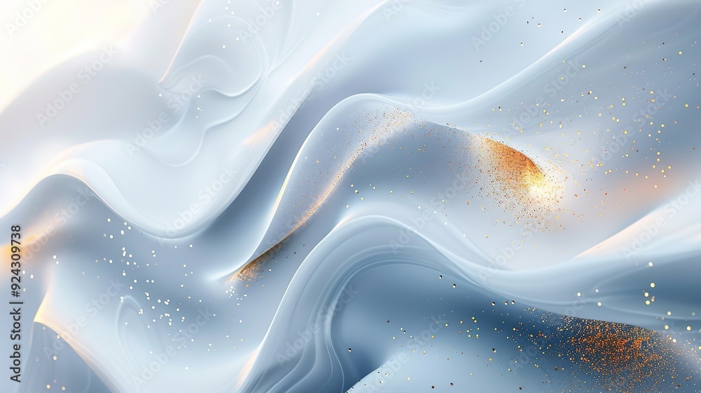 Abstract blue and gold background with flowing liquid.