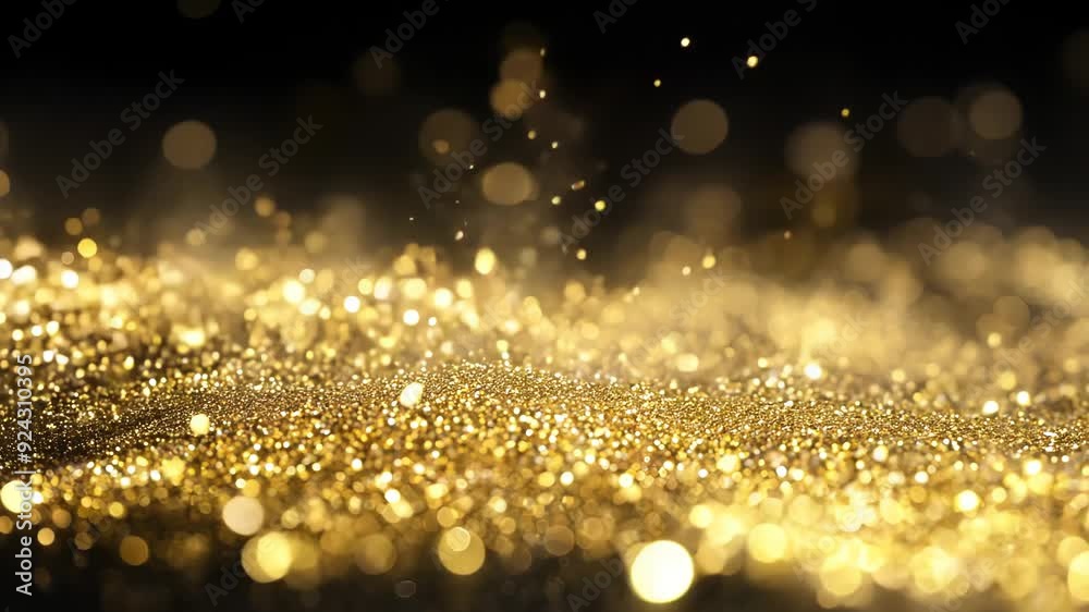 Golden Glitter Rain Abstract Background