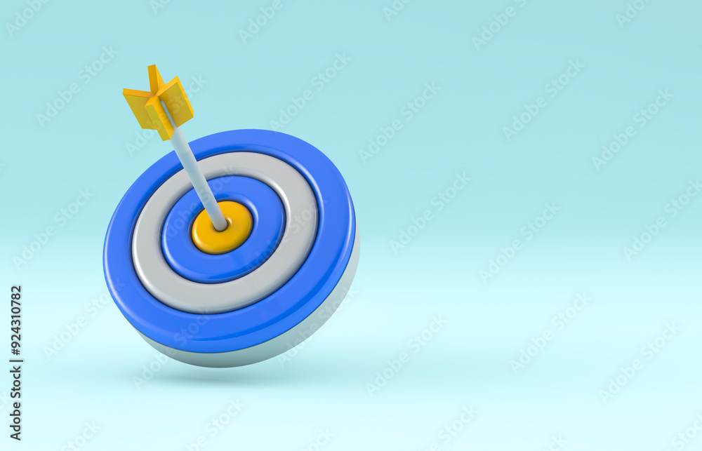 Concept of precise aiming and optimal target hitting. Blue aiming board isolated on light background Concept of precise aiming and optimal target hitting. Blue aiming board isolated on light background