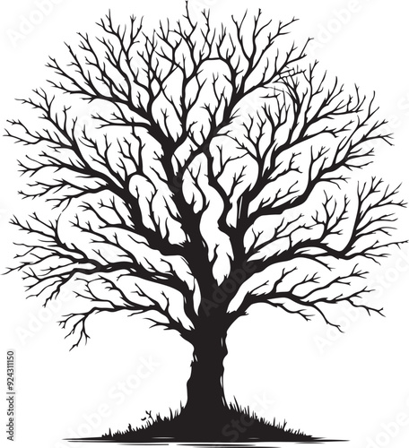 A dead tree silhouette highlights its barren branches, creating a stark and haunting visual.