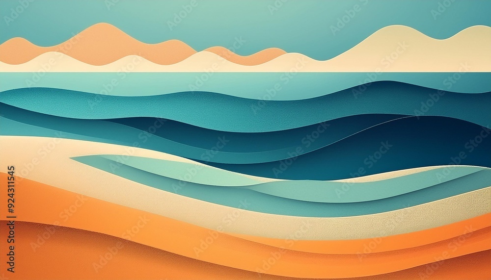 Layered Paper Ocean Waves Illustratrion Layered Paper Ocean Waves Illustratrion