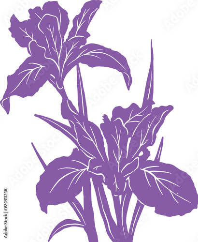 Blue irish flower digital painting illustration