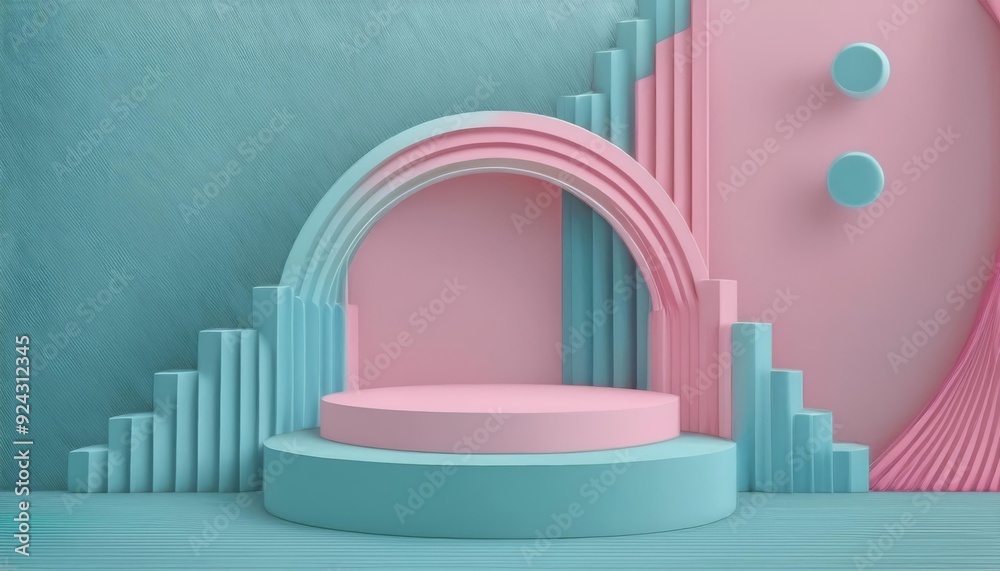 Stylish abstract backdrop featuring circular and angular shapes in soft pastel colors, perfect for modern presentations.
