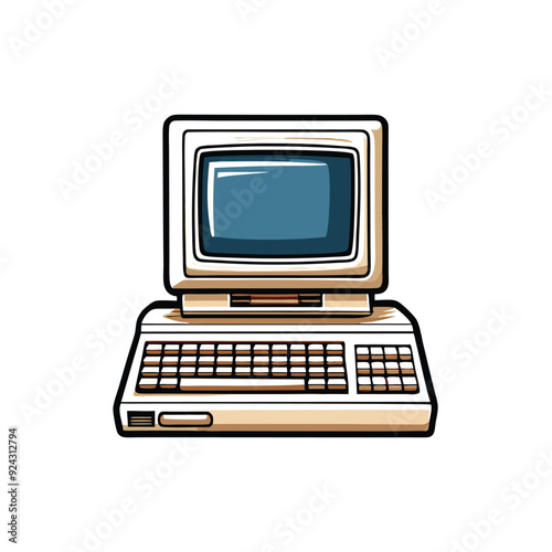 A cartoon illustration of an Amiga computer.