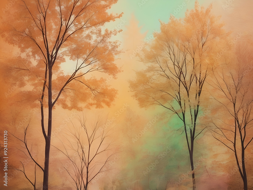 Obraz premium Abstract neon Rustic autumn vibe. blur Pastel autumn nature Brown ochre orange green blur