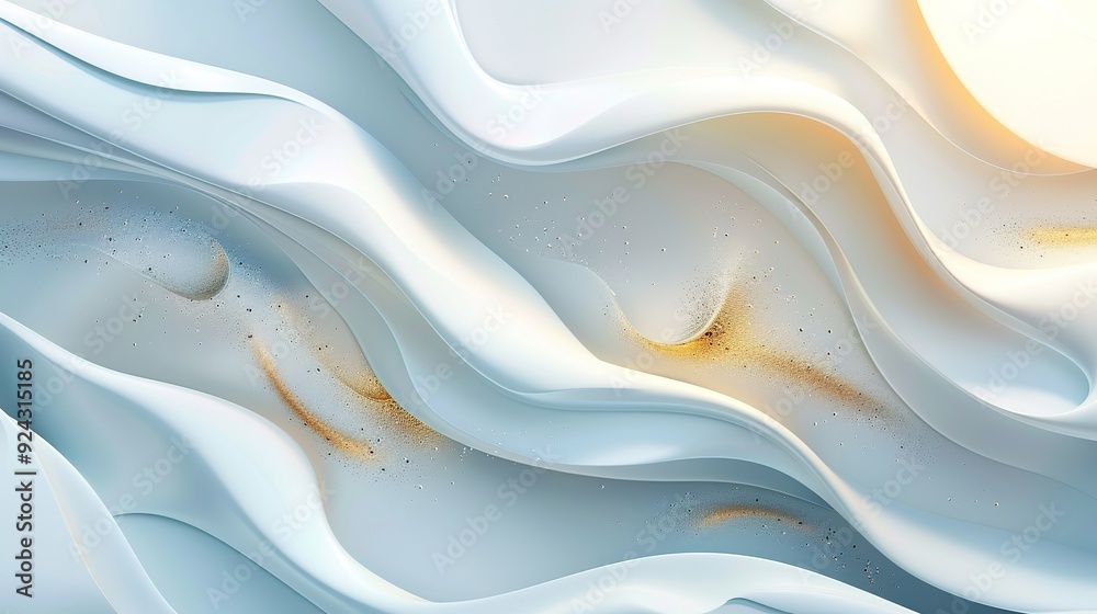 Obraz premium Abstract white and gold background with wavy lines.