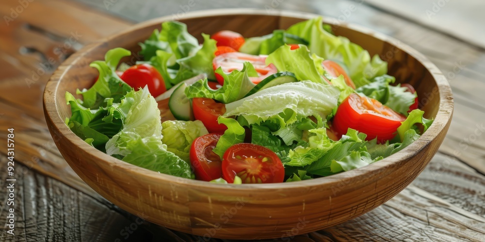 Fennel Lettuce and Tomato Vegetarian Salad in a Wooden Bowl Fennel Lettuce and Tomato Vegetarian Salad in a Wooden Bowl