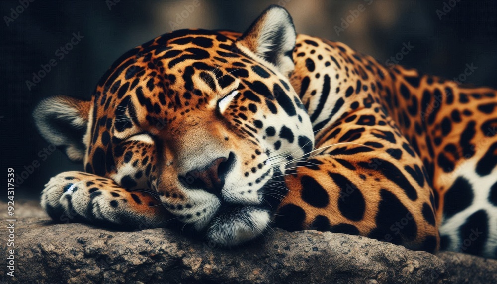 Obraz premium close up of jaguar sleeping in the jungle