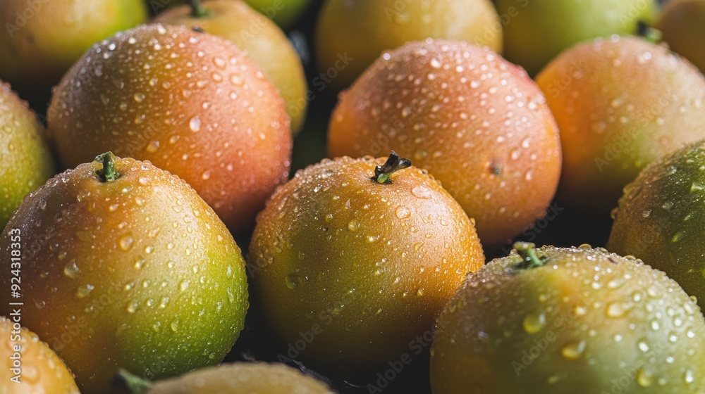 Closeup of Fresh Mangoes with Dew Drops Closeup of Fresh Mangoes with Dew Drops