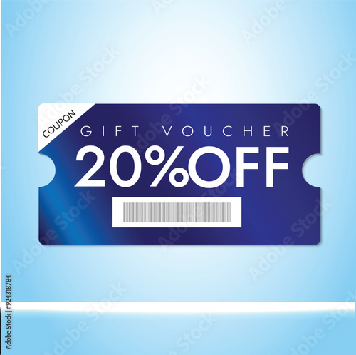 Discount coupon. Blue concept.