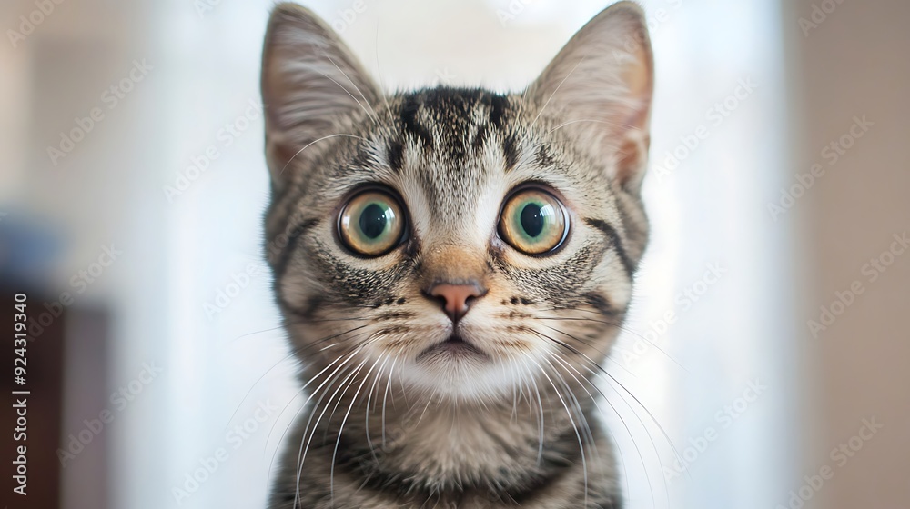 Close-Up Portrait of a Surprised Tabby Cat Close-Up Portrait of a Surprised Tabby Cat