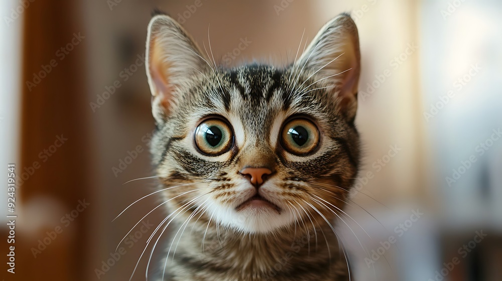 Close-up Portrait of a Tabby Cat with Wide Eyes Close-up Portrait of a Tabby Cat with Wide Eyes