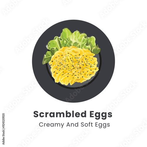 Hand drawn vector illustration of scrambled eggs