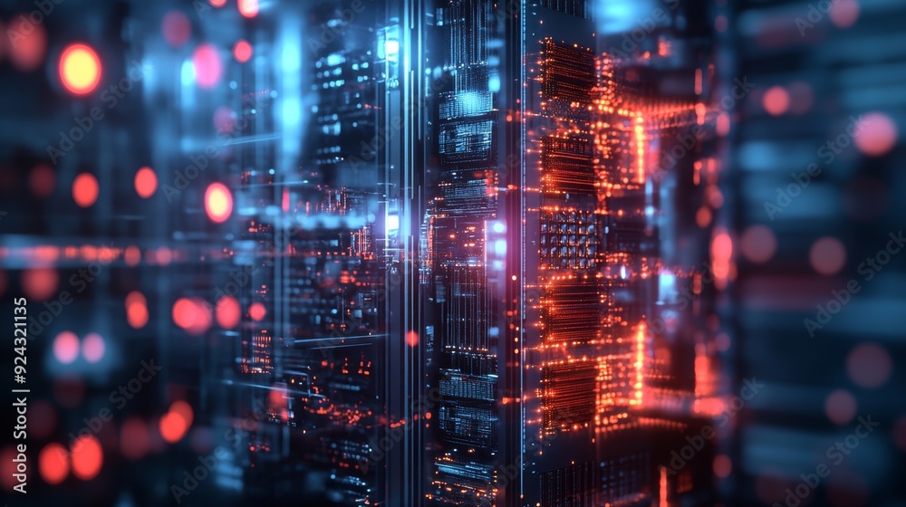 Fototapeta premium Illuminated Quantum Supercomputer: Exploring the Intricacies of Cutting-Edge Technology