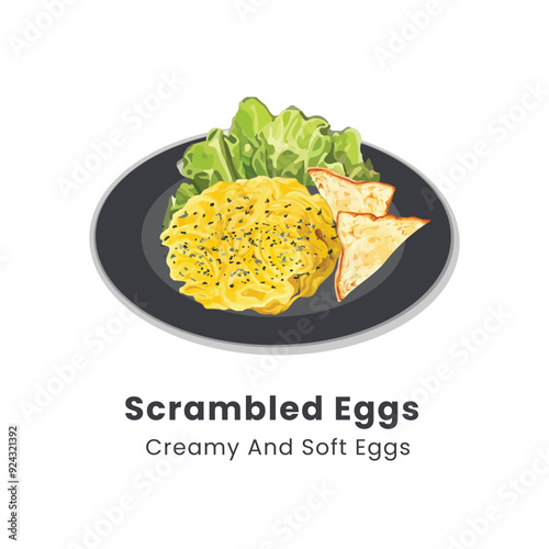 Hand drawn vector illustration of scrambled eggs