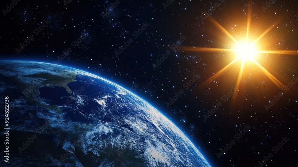 Obraz premium Earth and Sun from Space