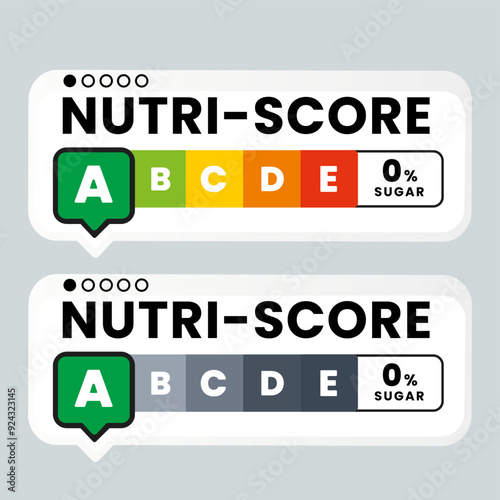 Nutri grade food score A emblem sign label with color full and black white color