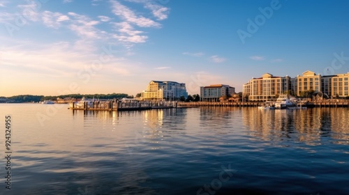 Cityscape Reflection on Calm Water