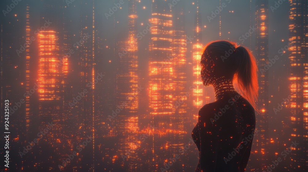 Futuristic AI world, interconnected networks, digital cityscape, advanced technology Futuristic AI world, interconnected networks, digital cityscape, advanced technology