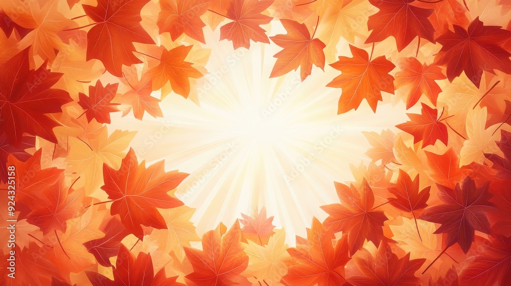 Vibrant autumn leaves surround a bright light, creating a warm, inviting atmosphere perfect for seasonal themes. Vibrant autumn leaves surround a bright light, creating a warm, inviting atmosphere perfect for seasonal themes.