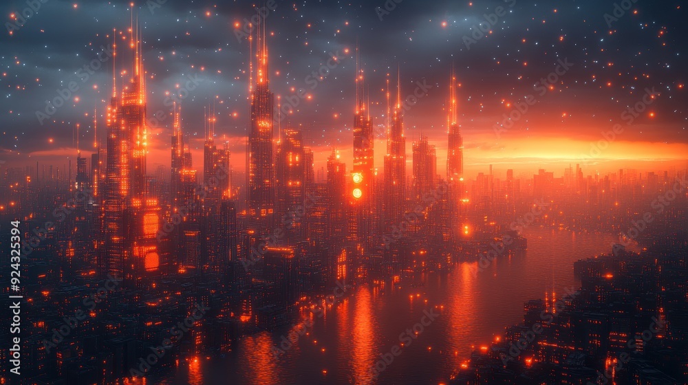 Futuristic cityscape, AI governance, digital control, holographic interfaces Futuristic cityscape, AI governance, digital control, holographic interfaces