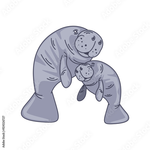 mother and cub of sea cow